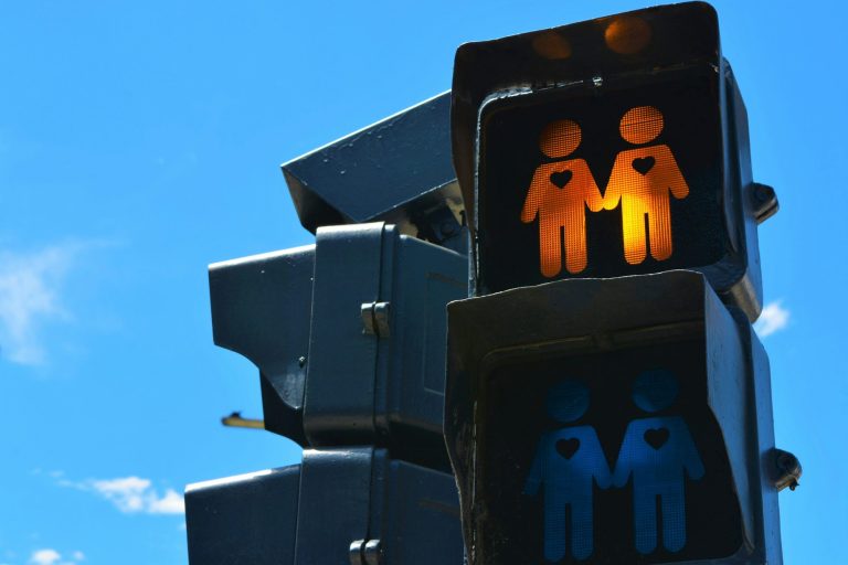 a traffic light has a crosswalk sign on it